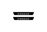 illuminated door sill protectors matte black coated stainless steel Volkswagen Passat B8 2015+ with Passat logo