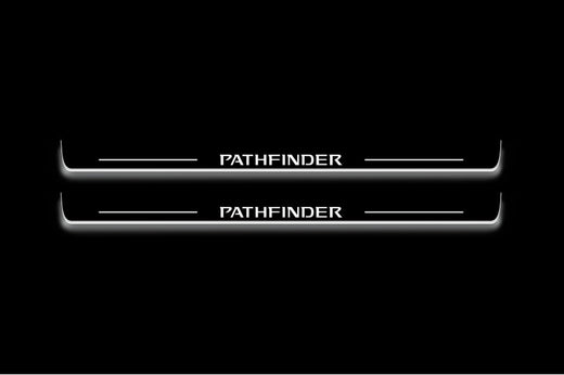 Nissan Pathfinder R52 2012–2021 — Stainless Steel LED Door Sills — Pathfinder Logo