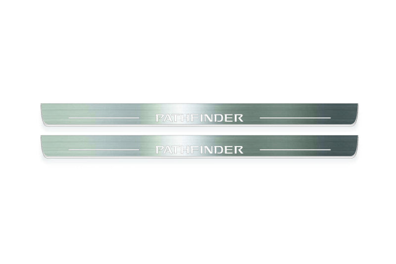 Nissan Pathfinder R52 Stainless Steel LED Door Sills – Pathfinder Logo