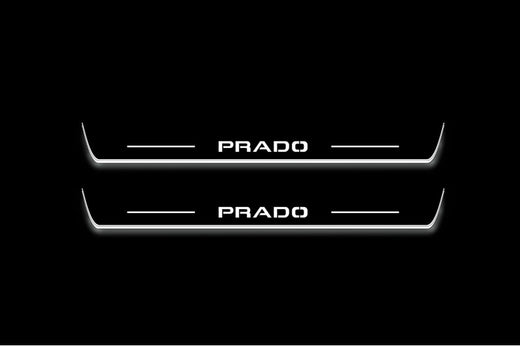 Toyota Land Cruiser Prado J250 2023–Present — Stainless Steel LED Door Sills — Prado Logo