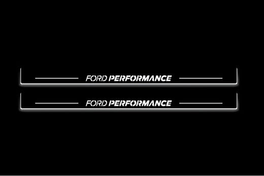 Ford Mustang V S197 2005–2015 — Stainless Steel LED Door Sills — Ford Performance Logo