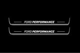 stainless steel LED door sill plates with Ford Mustang VI S550 2015+ with Ford Performance logo