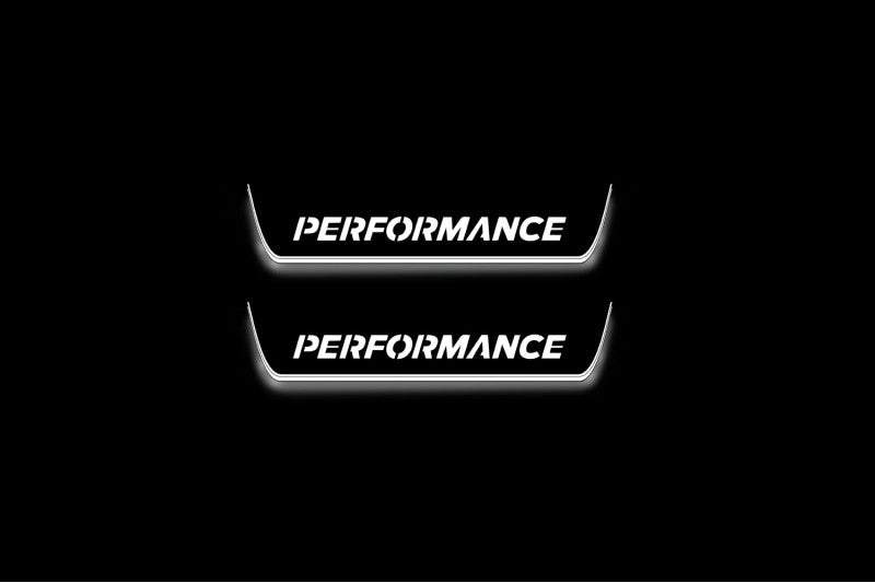 stainless steel LED door sill plates with Ford Focus III 2011+ with Ford Perfomance logo