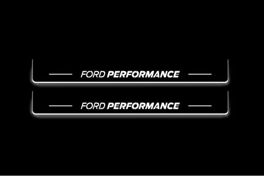Ford Mustang S650 2023–Present — Stainless Steel LED Door Sills — Ford Performance Logo