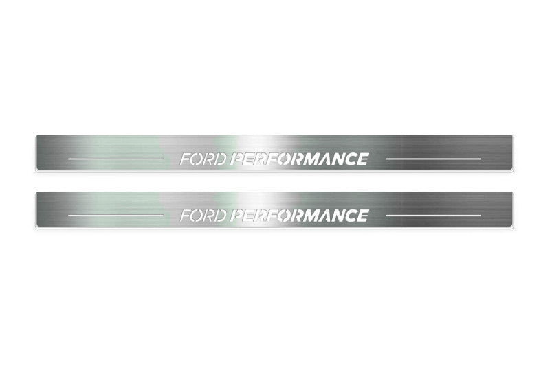 Ford Mustang V S197 2005+ LED door sill plates stainless steel with Ford Performance logo