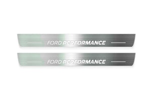 Ford Mustang VI 2015-2023 LED Door Sills Illuminated Scuff Ford Performance Logo Stainless Steel Entry Guards