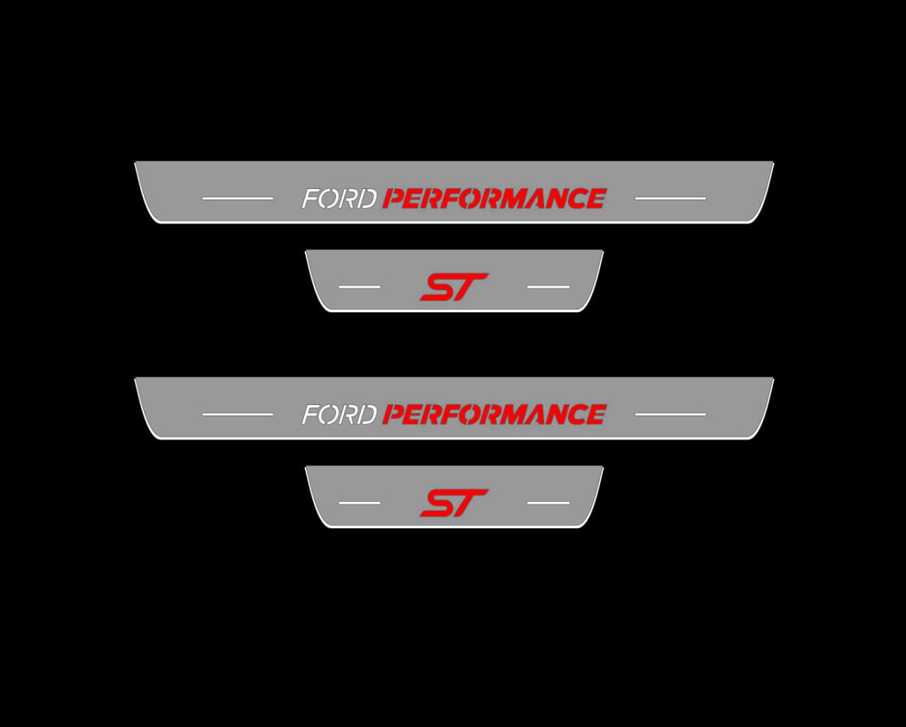 Illuminated LED Door Sill Tread Plates Ford Focus IV 2018+ With Ford Perfomance Logo (type 1) Ford Led Door Sills opdesign