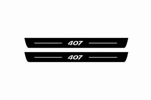 Peugeot 407 Coupe 6C 2005–2011 — Matte PRO LED Door Sills — 407 Logo