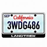 Peugeot Landtrek Bold illuminated LED license plate badge with the shown artwork below an illustrative US plate; plate not included
