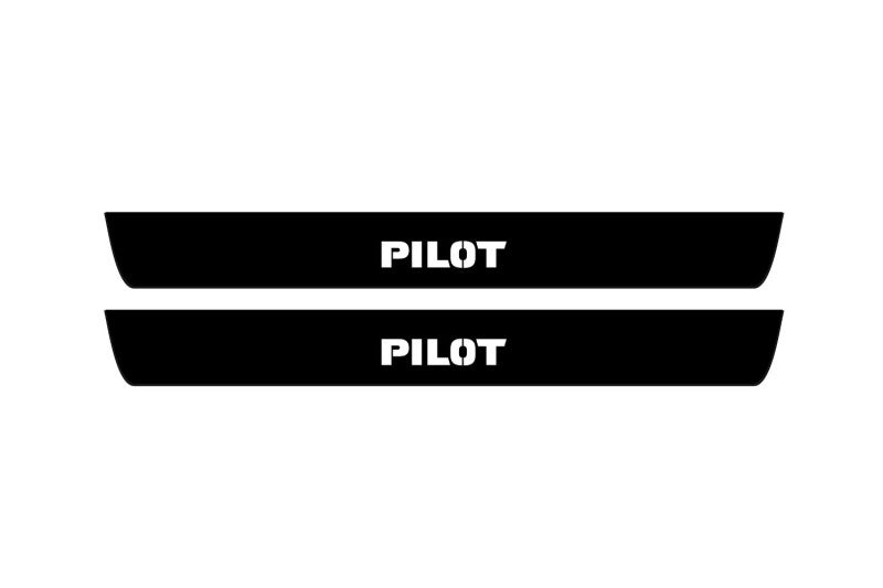 Honda Pilot II 2009+ stainless steel illuminated entry guards with Pilot logo