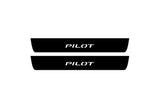 stainless steel illuminated door sill protectors with Honda Pilot III 2016+ with Pilot logo