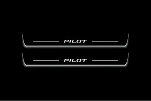 Honda Pilot III 2016-2023 LED Door Sills Illuminated Scuff Pilot Logo Stainless Steel Entry Guards Door Sills Decoin