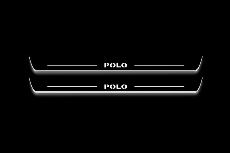 Volkswagen Polo V 2009+ Stainless Steel LED Door Sills – Polo Logo