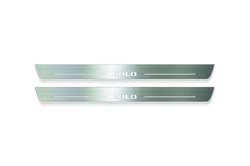 Volkswagen Polo V 2009+ Stainless Steel LED Door Sills – Polo Logo