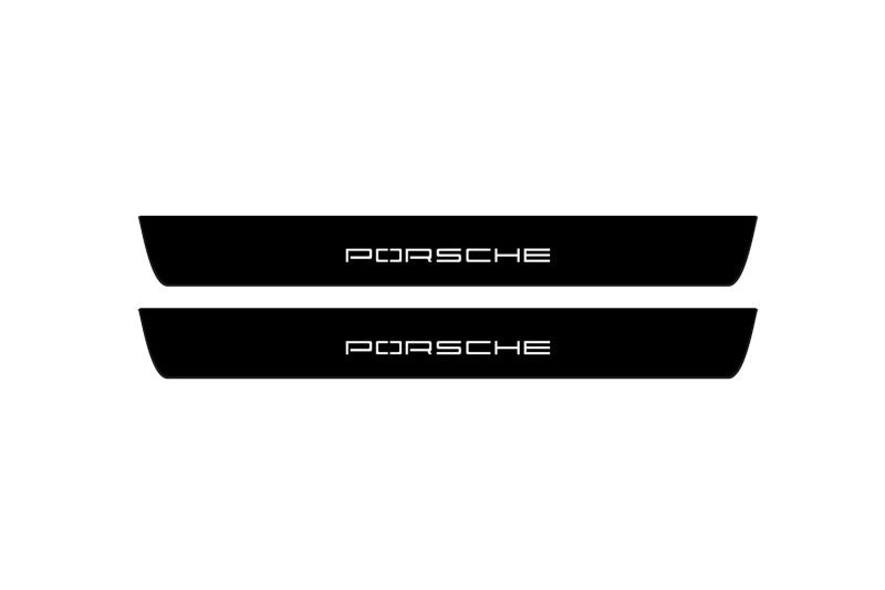 illuminated door sill protectors for Porsche Cayenne II 2010+ with Porsche logo