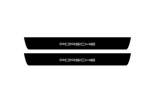 Porsche Cayenne 92A 2010–2017 — Matte PRO LED Door Sills — Porsche Logo