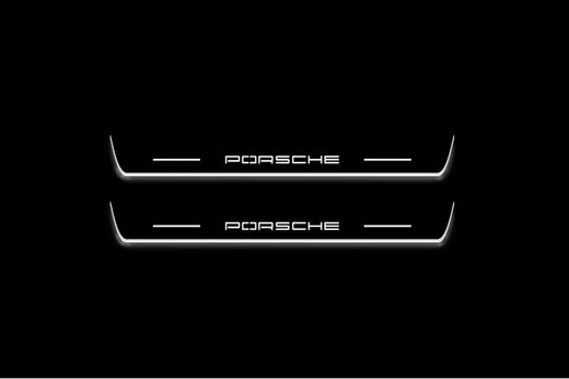 Porsche Cayenne 92A 2010–2017 — Stainless Steel LED Door Sills — Porsche Logo
