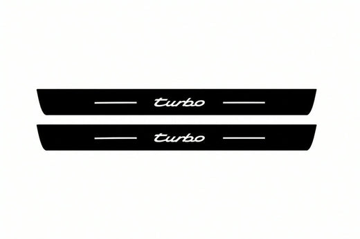 Porsche Cayenne 92A 2010–2017 — Matte PRO LED Door Sills — Turbo Logo