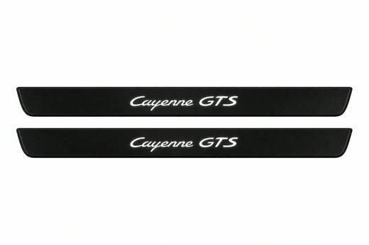 Porsche Cayenne 9Y0 2017–2026 — Matte PRO LED Door Sills — Cayenne GTS Logo