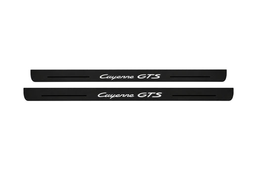 Porsche Cayenne Coupe E3 2020–2024 — Matte PRO LED Door Sills — Cayenne GTS Logo