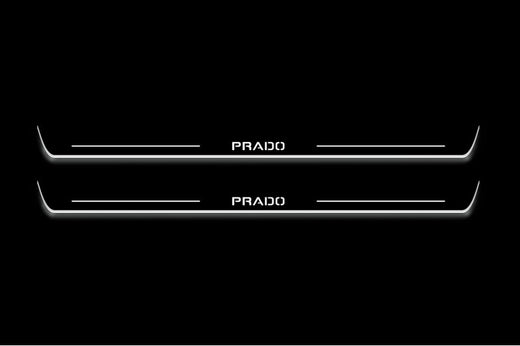Toyota Land Cruiser Prado J120 2002–2009 — Stainless Steel LED Door Sills — Prado Logo
