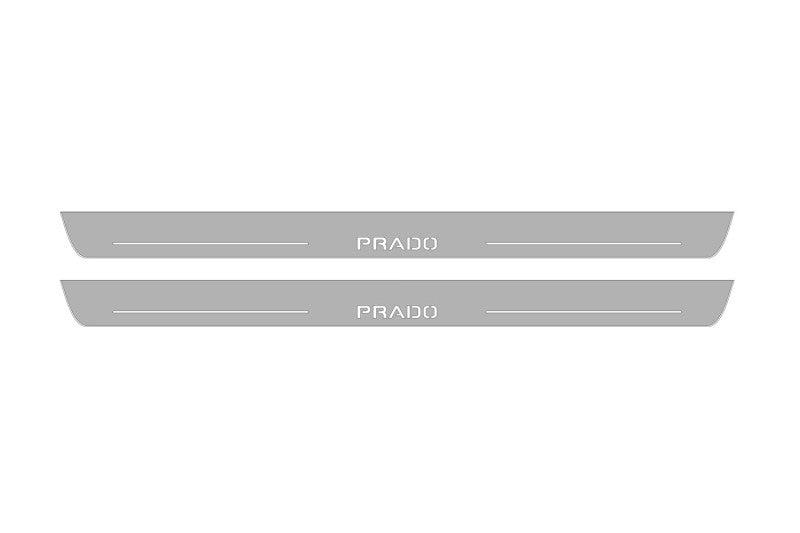 Illuminated LED Door Sill Tread Plates Toyota Prado 120 2002-2009 With Prado Logo Toyota Led Door Sills opdesign