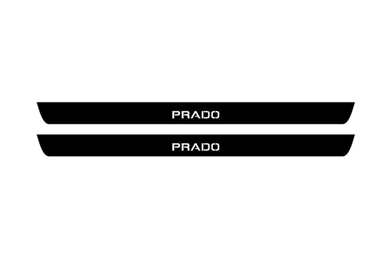 Toyota Prado 120 2002+ stainless steel illuminated entry guards with Prado logo