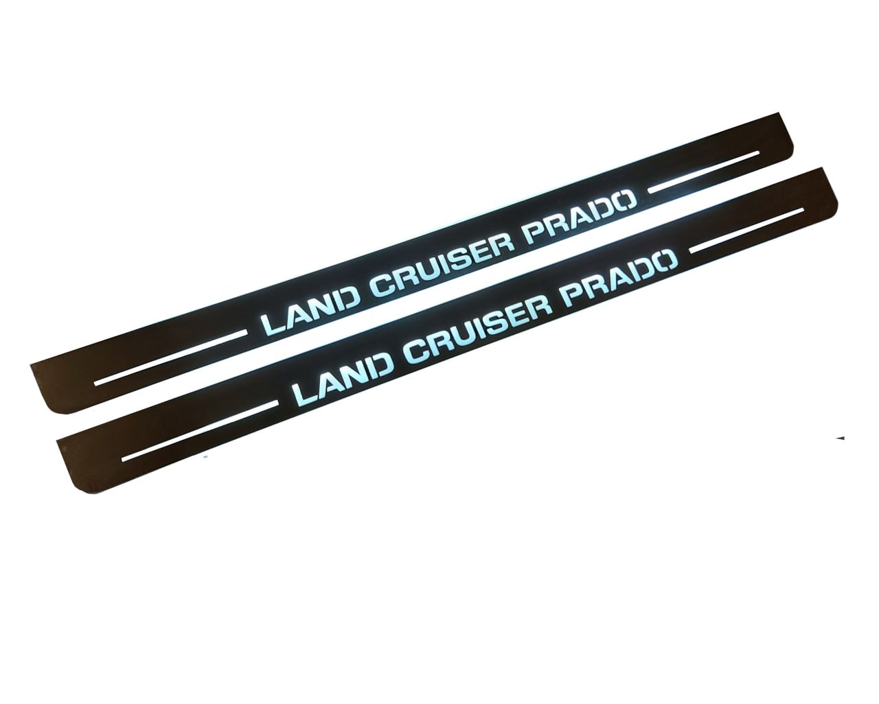 LED door sill plates for Toyota Prado 120 2002+ stainless steel with Land Cruiser Prado logo