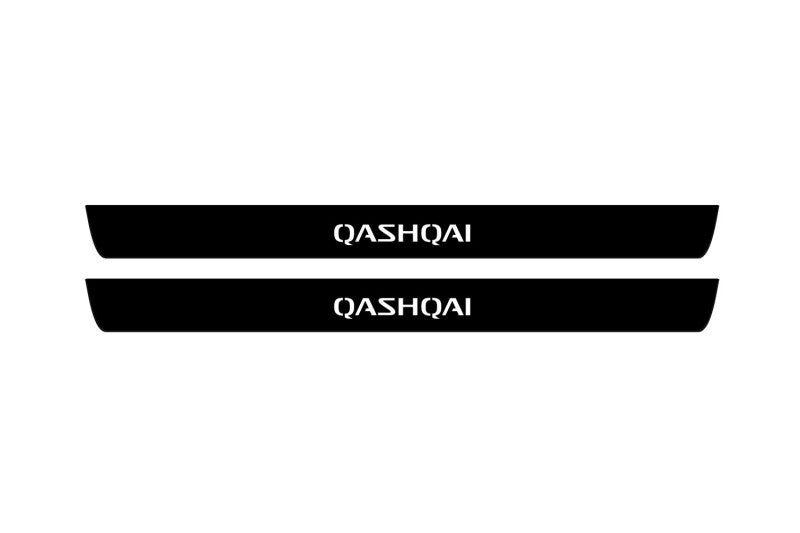 stainless steel illuminated door sill protectors with Nissan Qashqai II J11 2014+ with Qashqai logo