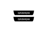 illuminated door sill protectors for Nissan Qashqai I J10 2007+ matte black coated stainless steel with Qashqai logo