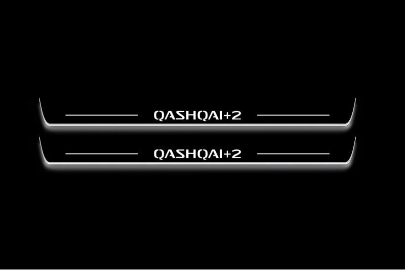 Nissan Qashqai I J10 Stainless Steel LED Door Sills – Qashqai +2 Logo