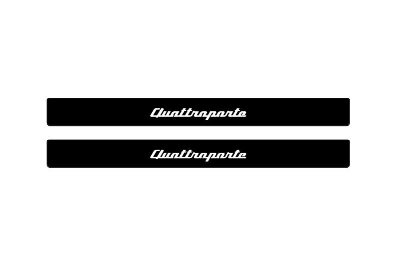 stainless steel illuminated door sill protectors with Maserati Quattroporte VI 2013+ with Quattroporte logo