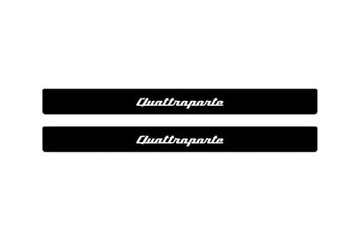 Maserati Quattroporte Sedan M156 2013–2023 — Matte PRO LED Door Sills — Quattroporte Logo