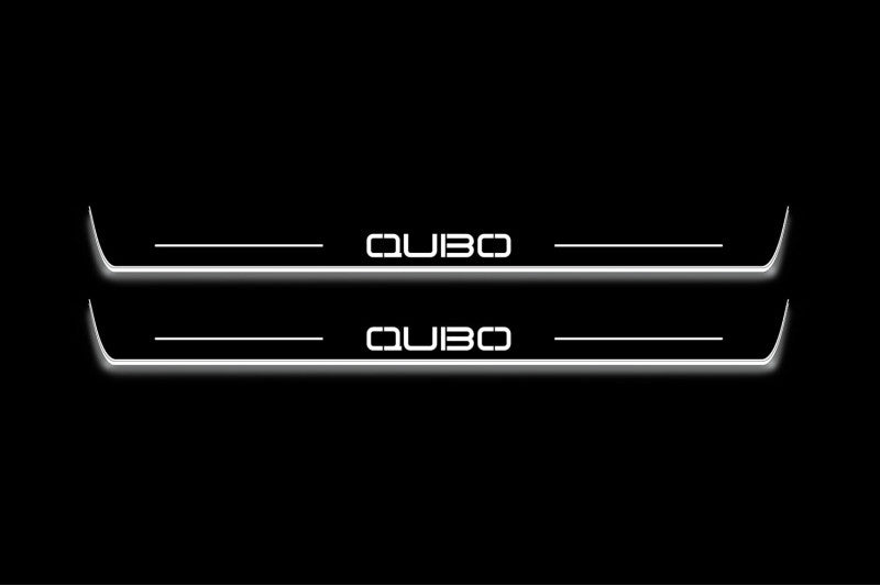 Fiat Qubo 2008+ LED door sill plates stainless steel with Qubo logo