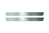 Fiat Qubo 2008+ LED door sill plates in stainless steel with Qubo logo