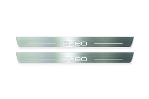 Fiat Qubo 2008+ LED Door Sills Illuminated Scuff Qubo Logo Stainless Steel Entry Guards Door Sills Decoin