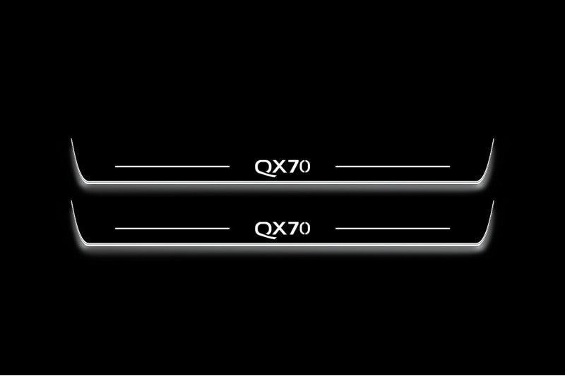 Infiniti QX70 (FX) 2008+ Stainless Steel LED Door Sills – QX70 Logo