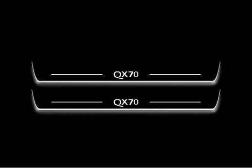 Infiniti QX70 S51 2013–2017 — Stainless Steel LED Door Sills — QX70 Logo