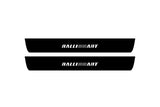 Mitsubishi Lancer X 2007+ matte black coated stainless steel illuminated door sill protectors with Ralliart logo