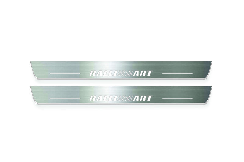 Mitsubishi Outlander II CW 2007+ Stainless Steel LED Door Sills – RalliArt Logo