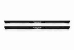 Ram 1500 DT TRX Type 3 Matte PRO LED door sills, FRONT two-piece illustration, matte black with white illumination