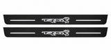 RAM 2500 V TRX Matte PRO LED door sills, FRONT two-piece catalogue illustration, matte black with white illumination