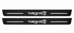 RAM 2500 V TRX Matte PRO LED door sills, FRONT two-piece catalogue illustration, matte black with white illumination