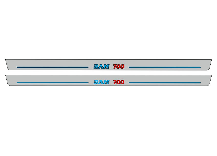 Illuminated LED Door Sill Tread Plates Dodge Ram IV 2009-2018 With RAM 700 Logo Dodge Led Door Sills opdesign