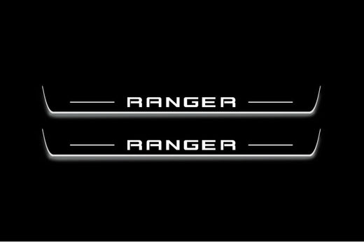 Ford Ranger T6 2011–2022 — Stainless Steel LED Door Sills — Ranger Logo