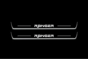 LED door sill plates stainless steel Ford Ranger IV 2018+ with Custom Ranger logo