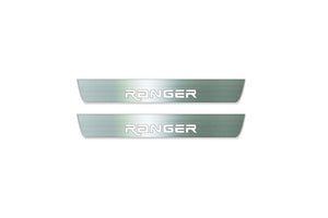 Ford Ranger IV 2018+ LED door sill plates stainless steel with Custom Ranger logo
