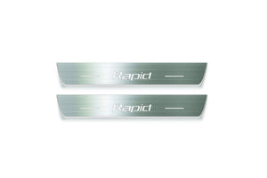 Skoda Rapid 2012+ Stainless Steel LED Door Sills – Rapid Logo