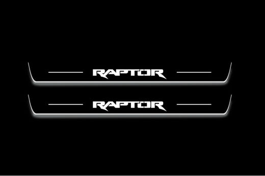 Ford Ranger T6 2011–2022 — Stainless Steel LED Door Sills — Raptor Logo