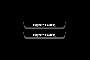 LED door sill plates for Ford Ranger IV 2018+ stainless steel with Raptor logo